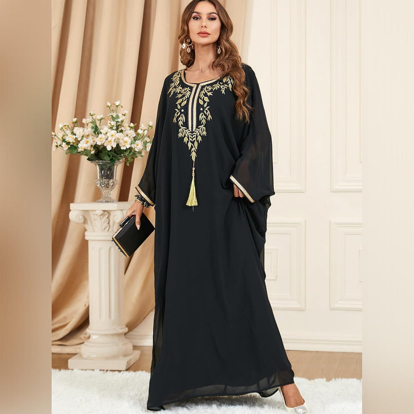 Embroidered Abaya Kaftans for Women Modern Elegant Dubai Moroccan Dubai Kaftan Dresses Abaya for Women Muslim Dress