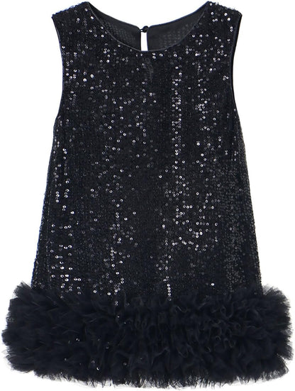 Tutu.kk Toddler Girls Sequin Dress A-Line Sparkly Sleeveless Wedding Gown Party Dresses for Girls
