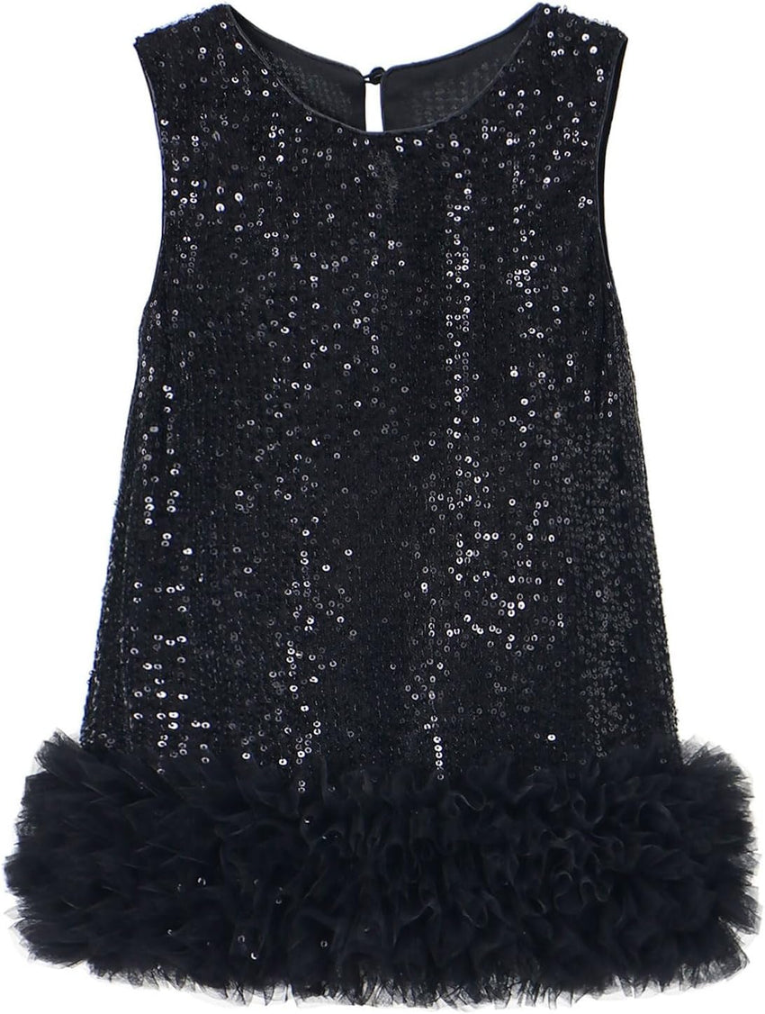 Tutu.kk Toddler Girls Sequin Dress A-Line Sparkly Sleeveless Wedding Gown Party Dresses for Girls