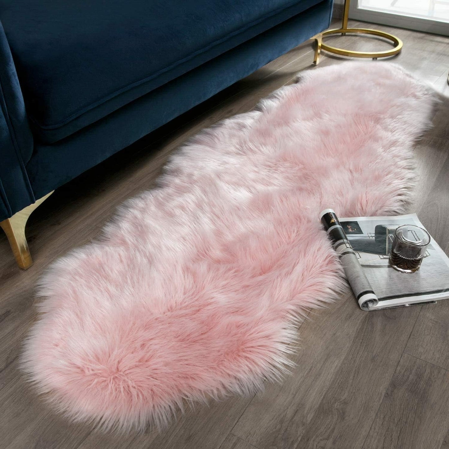 Ashler Faux Fur Rug, Fluffy White Small Sheepskin Rug, Ultra Soft 2x3 Ft Mat, Machine Washable Shag Mats, Nursery Throw for Bed, Living, Kids Room