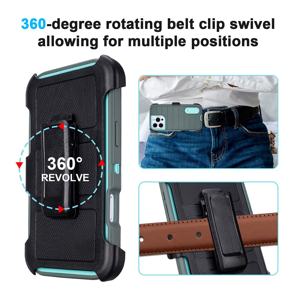 for Phone Case iPhone 16 Pro Case Black with Belt Clip Heavy Duty Holster for Shockproof Cases,3 Layers of Sturdy,Military Grade Defender Cover for iPhone 16 Pro Cases Black 6.3 Inch