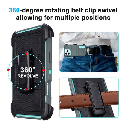 for Phone Case iPhone 16 Pro Case Black with Belt Clip Heavy Duty Holster for Shockproof Cases,3 Layers of Sturdy,Military Grade Defender Cover for iPhone 16 Pro Cases Black 6.3 Inch