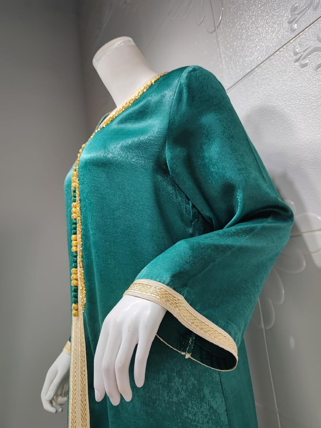 PolyJolly Embroidery Abaya Dress for Women Dubai Sadui Bead Moroccan Kaftan Fancy Eid Collection
