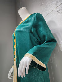 PolyJolly Embroidery Abaya Dress for Women Dubai Sadui Bead Moroccan Kaftan Fancy Eid Collection