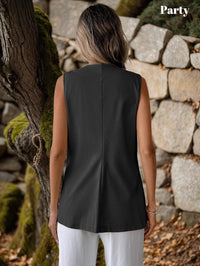 Mina Self 2025 Womens Summer Long Linen Vest Tops Sleeveless Lightweight Single Breasted Trendy Casual Work Jacket Pockets