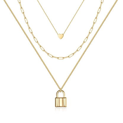 Turandoss Dainty Layered Choker Necklace, Handmade Y Pendant Necklace Multilayer Bar Disc Necklace Adjustable Layering Choker Necklaces for Women