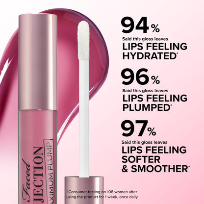 Too Faced Lip Injection Maximum Plump Extra Strength Lip Plumper Gloss | Hydrating + Plumping, 0.14 Fl Oz, Original