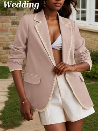 Mina Self Casual Blazer for Women 2025 Fall Pink Lightweight Business Casual Work Professional Office Trendy Cute Dressy Fashion Womens Jacket Women's Blazers & Suit Jackets QY046 Pink L