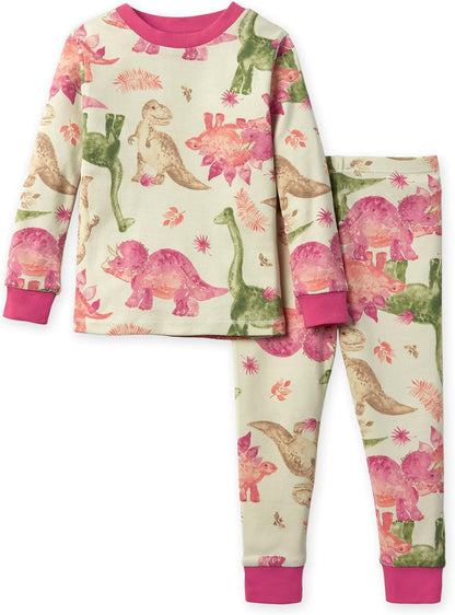 Burt's Bees Baby Girls' Pajamas, 2-Piece Long Sleeve Tee and Pants Organic Cotton PJ Set