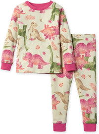 Burt's Bees Baby Girls' Pajamas, 2-Piece Long Sleeve Tee and Pants Organic Cotton PJ Set