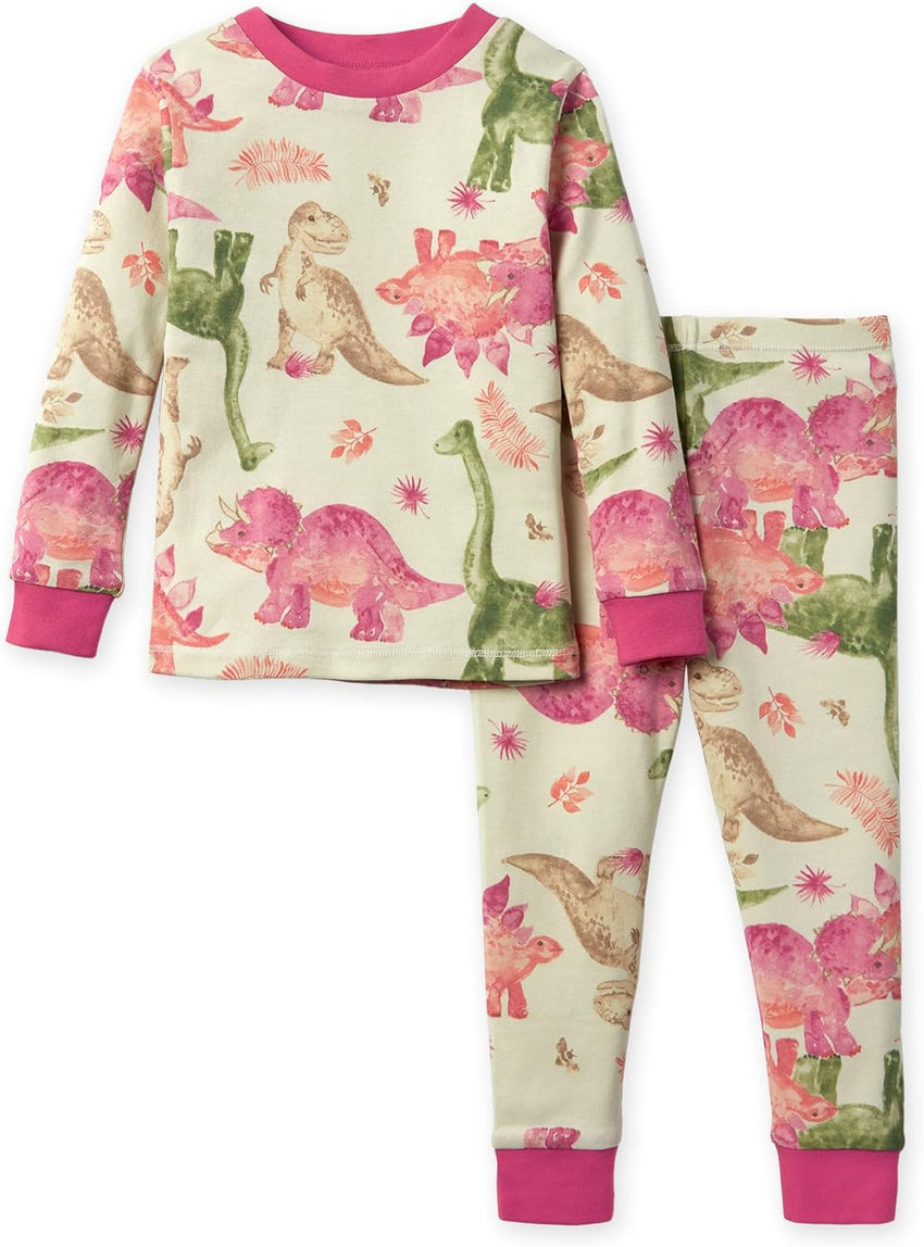 Burt's Bees Baby Girls' Pajamas, 2-Piece Long Sleeve Tee and Pants Organic Cotton PJ Set