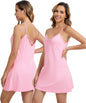 WiWi Cotton Lingerie for Women Sexy Full Slip Nightgown Lace Babydoll Chemise Mini Sleeveless Camisole Dress S-XXL
