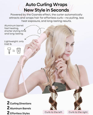 7 in One Hair Dryer Brush with Auto Wrap Curlers, Negative Ionic, No Heat Damage, Blow Dryer, Fast Drying & Frizz-Free Styling, Hot Air Styler, Straightener&Volumizing Brush with Storage Bag