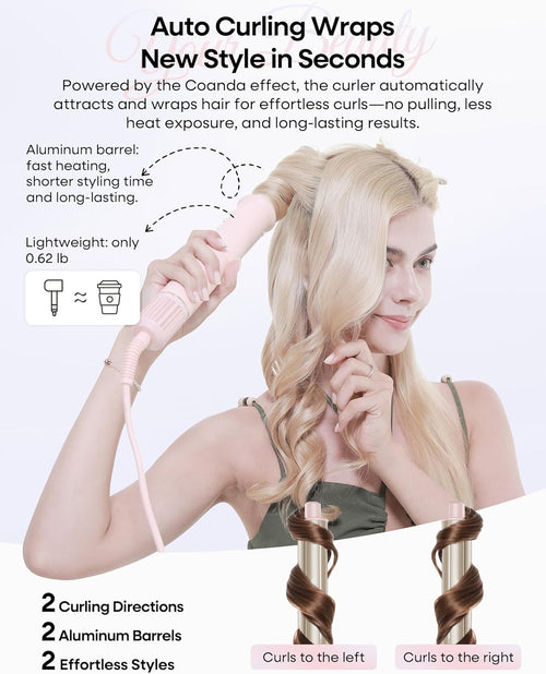 7 in One Hair Dryer Brush with Auto Wrap Curlers, Negative Ionic, No Heat Damage, Blow Dryer, Fast Drying & Frizz-Free Styling, Hot Air Styler, Straightener&Volumizing Brush with Storage Bag