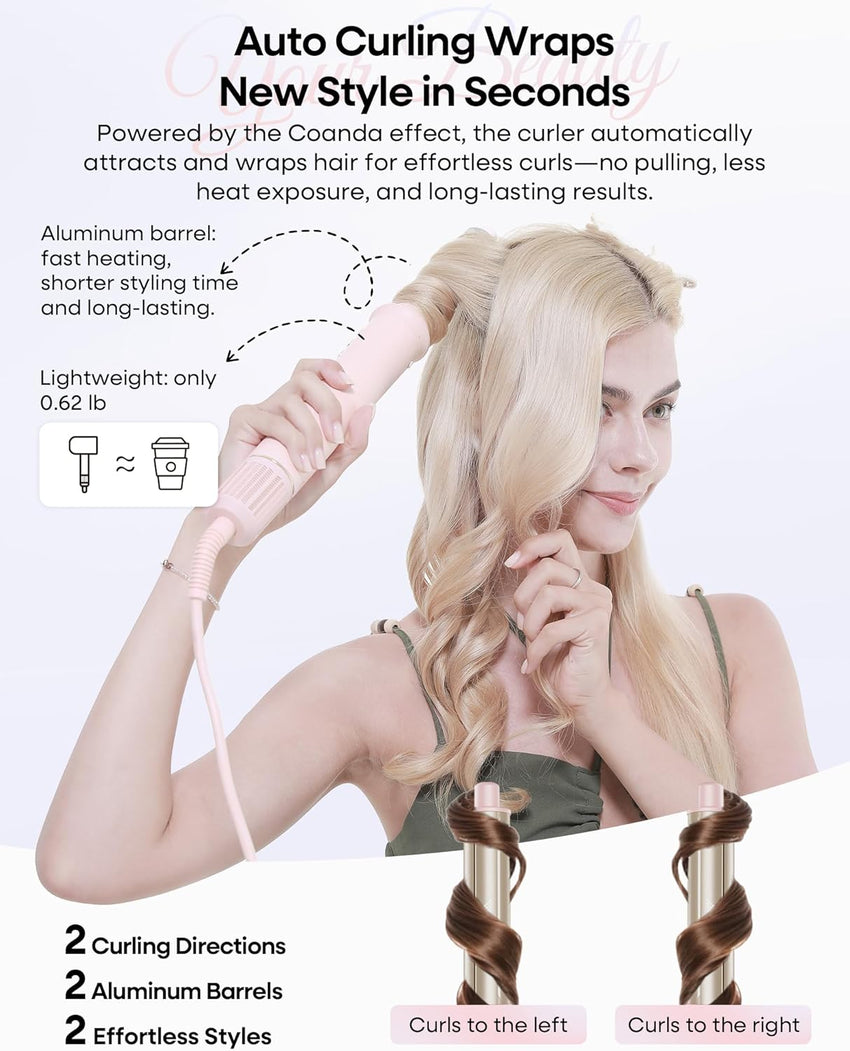 7 in One Hair Dryer Brush with Auto Wrap Curlers, Negative Ionic, No Heat Damage, Blow Dryer, Fast Drying & Frizz-Free Styling, Hot Air Styler, Straightener&Volumizing Brush with Storage Bag