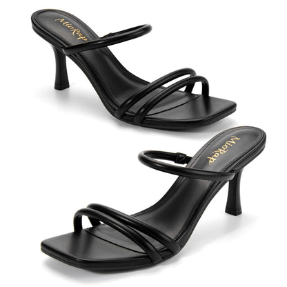 Heels for Women Square Open Toe Strappy Mules Women's Heeled Sandals Summer Dressy Comfort Sexy Shoes Weeding Party