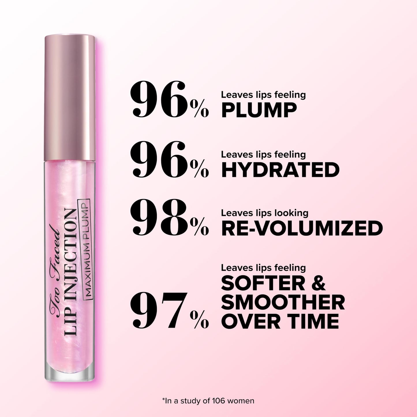 Too Faced Lip Injection Maximum Plump Extra Strength Lip Plumper Gloss | Hydrating + Plumping, 0.14 Fl Oz, Original