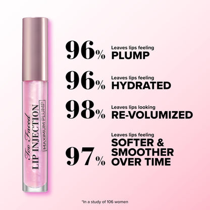 Too Faced Lip Injection Maximum Plump Extra Strength Lip Plumper Gloss | Hydrating + Plumping, 0.14 Fl Oz, Original