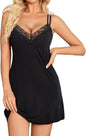 Avidlove Women's Nightgown Sexy Nightwear Modal Sleepwear Babydoll Lace Chemise Nightie V-Neck Full Slip Spaghetti Strap