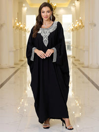 RanRui Women's Embroidered Kaftan Dresses Beach Blouse Cotton Gold Embroidery Holiday Robe Plus Size Caftans Kaftan Dress