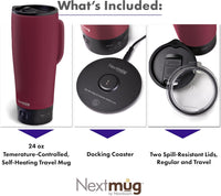 Nextmug Ultra - Temperature-Controlled, Self-Heating Travel Mug (Burgundy - 24 oz.)