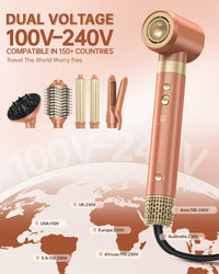 [Dual Voltage] webeauty 6 in 1 Hot Air Styler, High-Speed Negative Ionic Hair Dryer with Auto Curlers, Professional Blow Dryer Brush, Diffuser, Volumizer Multiple Styling, No Heat Damage