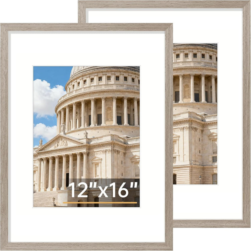 Vittanly 8x10 Picture Frame Set of 2, Solid Wood Frame for Wall or Tabletop, Display Photo 5x7 with Mat or 8x10 without Mat, Natural