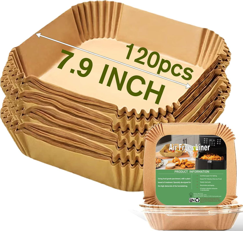 Rectangle Air Fryer Liners for 6 Quart Dual Basket, Ninja double Dual Liners Disposable, 200Pcs Rectangular Parchment Paper Liner for COSORI 9Qt Double Air Fryer with 2 Baskets