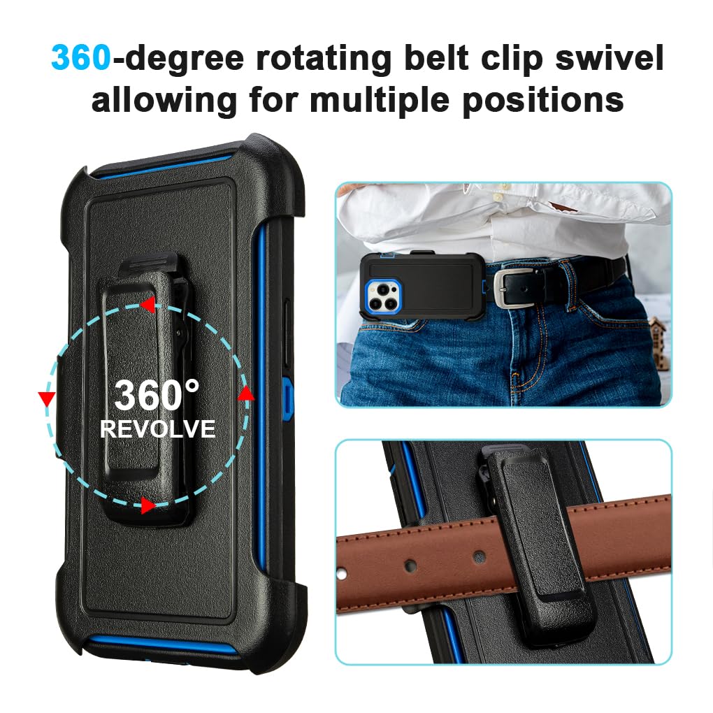 for Black iPhone 16 Pro Case with Belt Clip, for Shockproof iPhone 16 Pro Case Heavy Duty,3 Layers of Sturdy,Anti-Drop,Military-Grade Defender Cover for iPhone 16Pro Case Black