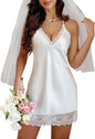 Avidlove Women Lingerie Satin Lace Chemise Nightgown Sexy Full Slips Sleepwear S-4XL