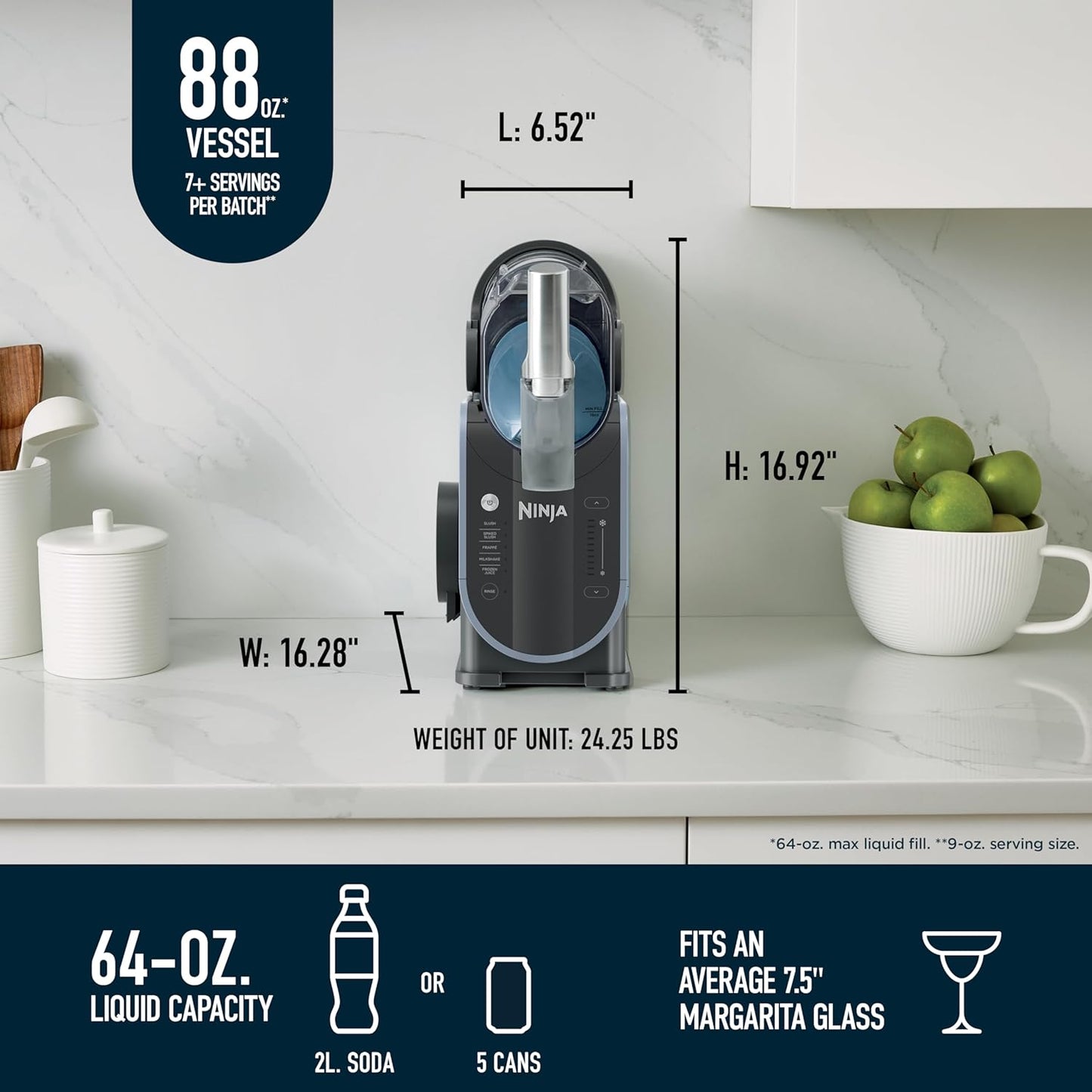 Ninja SLUSHi Professional Frozen Drink Maker with RapidChill Technology, 88 oz. Frozen Drink & Slushie Machine, 5 Preset Programs, Frozen Margaritas, Frappés, and More, Orange Mango, FS301OR