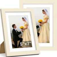 Vittanly 8x10 Picture Frame Set of 2, Solid Wood Frame for Wall or Tabletop, Display Photo 5x7 with Mat or 8x10 without Mat, Natural