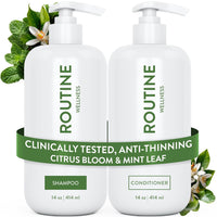 Routine Wellness Anti-Thinning Shampoo and Conditioner Set for Thinning Hair - Biotin DHT Blocker Women & Men - Color Safe Shampoo for Hair Loss & Healthier Hair - Rose Hips (Pack of 2)