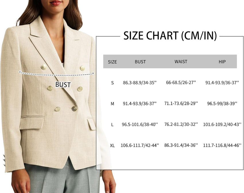 Mina Self Casual Blazer for Women 2025 Fall Double Breasted Full-Lined Long Sleeve Office Work Lightweight Elegant Pockets
