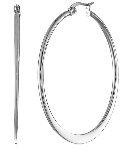 Amazon Essentials Gold Plated or Stainless Steel Flattened Hoop Earrings
