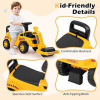 HONEY JOY Ride On Road Roller, Ride On Push Car for Toddlers, Adjustable Arm, Sound, Under-Seat Storage, Outdoor Ride on Construction Vehicle for Kids, No Power Ride On Toy for Boys Girls, Yellow