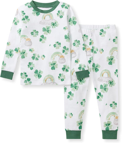 Burt's Bees Baby Girls' Pajamas, 2-Piece Long Sleeve Tee and Pants Organic Cotton PJ Set