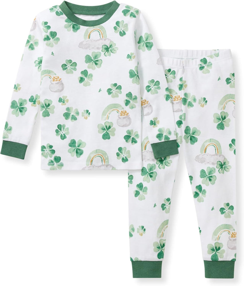 Burt's Bees Baby Girls' Pajamas, 2-Piece Long Sleeve Tee and Pants Organic Cotton PJ Set