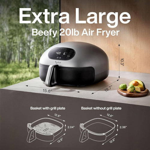 Dome 2 Air Fryer, Extra Large Airfryer with Superior Airflow, Self-cleaning Smart Digital Fryer with PFAS free Basket for Quick Easy Meals, Fits a 12" Pizza or 4-Slice Toast
