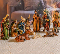 Yinns 9.8 Inch Christmas Nativity Sets, Light Up Nativity Scene Indoor, Manger Nativity Scene Figures Set Holy Family Christmas Tabletop Decotation