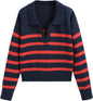 CIDER Women’s Polo Sweater Striped Collared Lightweight Long Sleeve V Neck Pullover Fall Sweater Tops 2025
