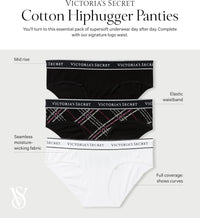 Victoria's Secret Women's Cotton Logo Hipster Underwear, Moderate Coverage Panties for Women, Multi Pack (XS-XXL)