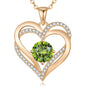 Personalized Double Heart Birthstone Necklace for Women – Sterling Silver Gift