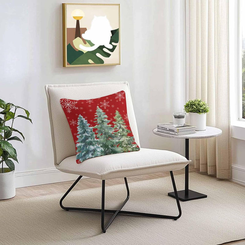 Outdoor Throw Pillow Covers Waterproof Pillow Cases 16x16in, Merry Christmas Tree Gradient Green Decorative Pillow Covers Cushion Cases for Couch Sofa Patio Garden,2 Pack Winter Snowflake on Red