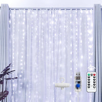 Brightown 300 LED Fairy Curtain Lights, 9.8ft x 9.8ft Warm White Curtain String Lights, USB Plug in 8 Lighting Modes Christmas Decoration, Hanging Lights with Remote for Bedroom Indoor Weddings Dorm