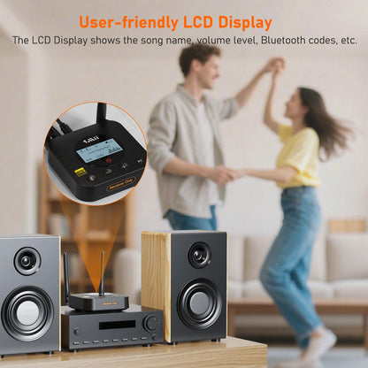 [Upgraded] 1Mii B06Pro Long Range Bluetooth Receiver, HiFi Wireless Audio Adapter, Bluetooth 5.1 Receiver with 3D Surround aptX HD Low Latency Optical RCA AUX 3.5mm Coaxial for Home Stereo System