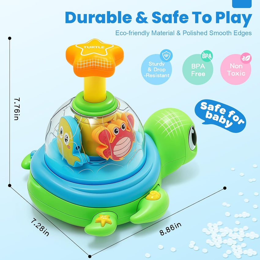 Musical Baby Toys for 1 Year Old - Crawling Turtle Infant Toys 6-12 Months, Press & Glow & Spin for Cause and Effect, Tummy Time Development, Christmas Birthday Gifts for 1 Yr Old Boy Girl 9-18 Month