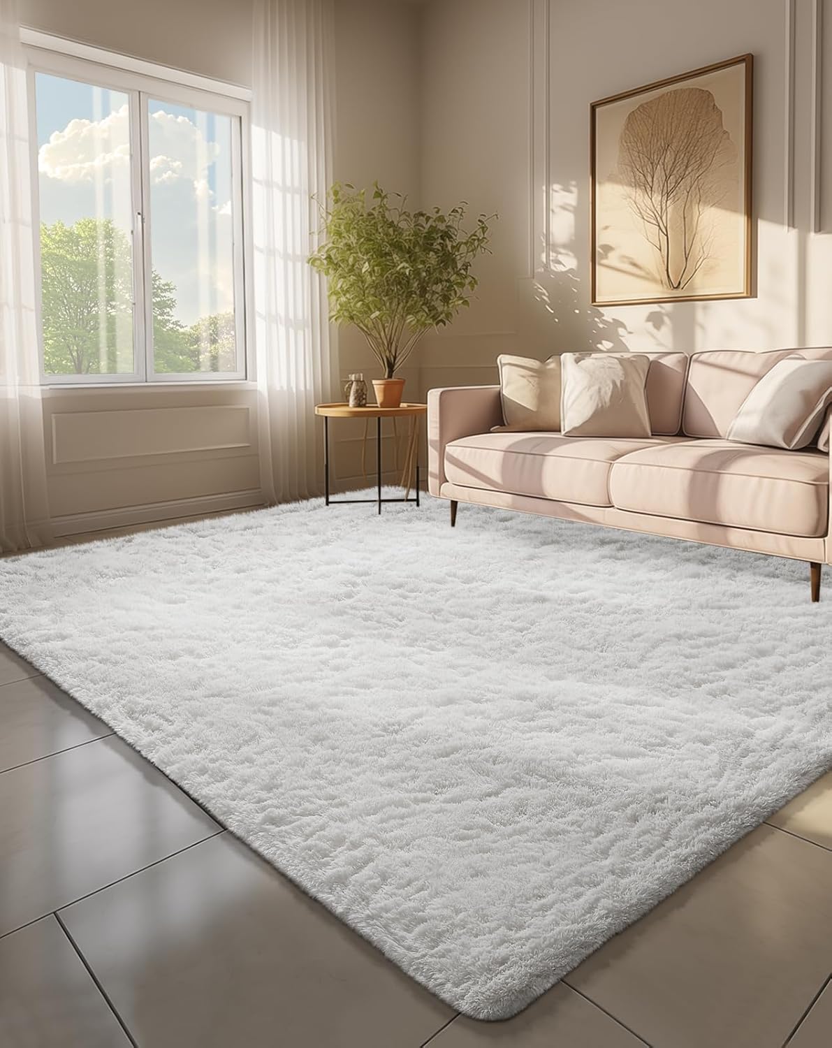 Ophanie Area Rugs for Living Room Bedroom, Upgrade Non-Slip Fluffy Soft Grey Shag Carpet, Indoor Floor Gray 4x6 Fuzzy Shaggy Living Room Plush Rug for Kids Home Dorm Decor Aesthetic