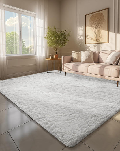 Ophanie Area Rugs for Living Room Bedroom, Upgrade Non-Slip Fluffy Soft Grey Shag Carpet, Indoor Floor Gray 4x6 Fuzzy Shaggy Living Room Plush Rug for Kids Home Dorm Decor Aesthetic