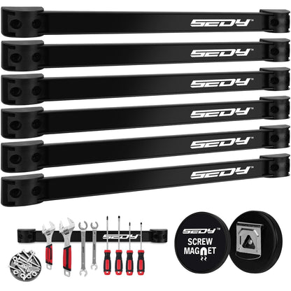 48" Heavy Duty Garage Wall Organizer, Wall Mount Tool Storage Rack with Adjustable Hooks, Garden Tool Organizer Hold Up to 300lbs, Easy Installation (3 Panels, 8 Hooks, 3 Straps)
